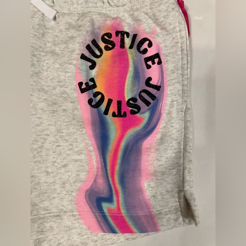 Justice Gray Multicolor Graphic Shorts Size Large (12/14) NWT